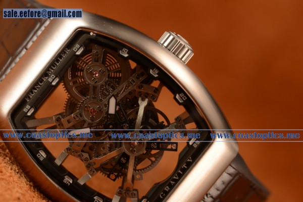 Franck Muller Vanguard Miyota Automatic Copy Tourbillon Steel Case With Skeleton Dial Leather/Rubber Strap